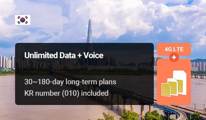 Korea SIM Card: Unlimited Data + Voice + SMS (30~180 days) - Pick up from Incheon Airport T1 & T2 - main view